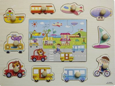 

Hnt Kids wooden jigsaw plus pegged puzzle(16 Pieces)