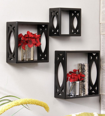 

Onlineshoppee Ecty MDF Wall Shelf(Number of Shelves - 3, Black)