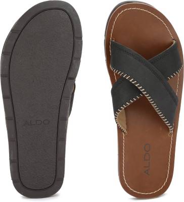 ALDO Men Black Leather Sports Sandals