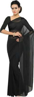 Stylish Sarees Solid/Plain Bollywood Georgette Saree(Black)