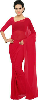 Stylish Sarees Solid/Plain Bollywood Georgette Saree(Red)