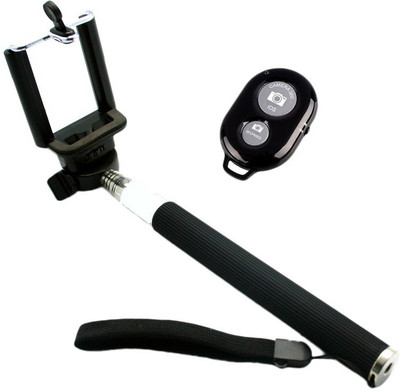 A CONNECT Z Bluetooth Selfie Stick(Black, Remote Included)