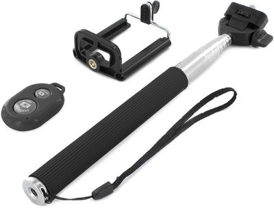 A CONNECT Z Bluetooth Selfie Stick(Black, Remote Included)