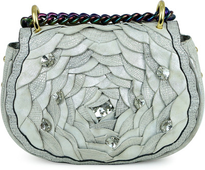 

Da Milano Women Casual Silver Genuine Leather Sling Bag