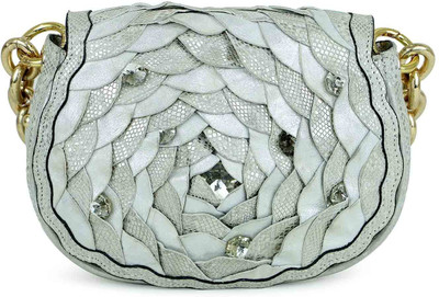 

Da Milano Women Casual Silver Genuine Leather Sling Bag