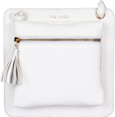 

THE MAKER Women Evening/Party White Leatherette Sling Bag