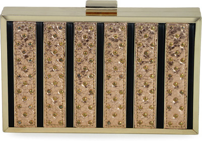 

Da Milano Women Evening/Party Gold Genuine Leather Sling Bag
