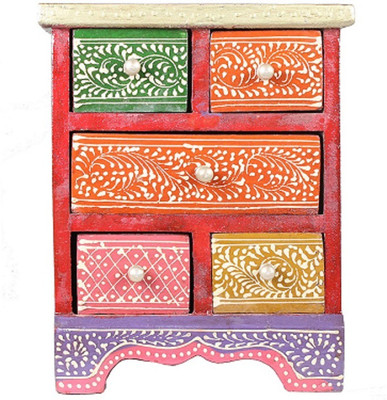

Apkamart Handicraft Jewelry Box - Wooden Decorative Utility Box for Table Decoration and Gifts Makeup and Jewellery Vanity Box(Multicolor)