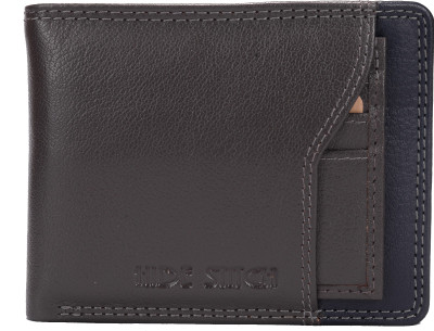 

Hide Stitch Men Blue, Grey Genuine Leather Wallet(8 Card Slots), Multi color