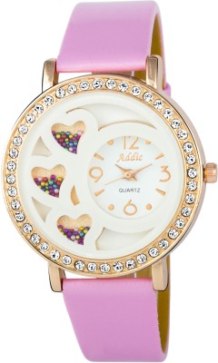 Addic Happy Hearts Studded Pink Belt Watch  - For Women   Watches  (Addic)
