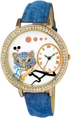 Addic Sexy Fox Carved & Studded Blue Denim Luxury Watch  - For Women   Watches  (Addic)