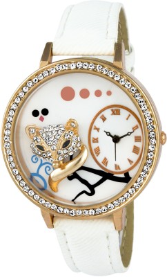 Addic Sexy Fox Carved & Studded White Denim Luxury Watch  - For Women   Watches  (Addic)