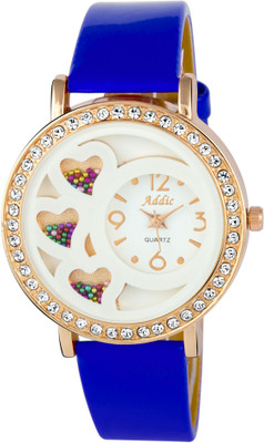 

Addic Happy Hearts Studded Blue Belt Watch - For Women