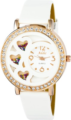 Addic Happy Hearts Studded White Belt Watch  - For Women   Watches  (Addic)