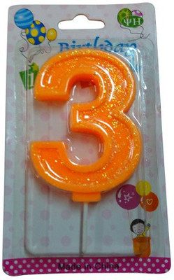 

Funcart Funcart ORANGE COLOR GLITTER NUMERICAL NUMBER THREE SHAPE CANDLE Candle(Orange, Pack of 1)