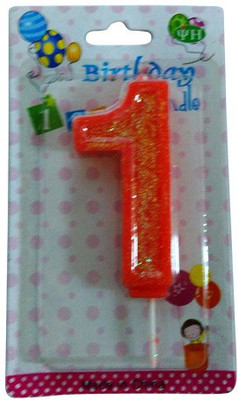 

Funcart Funcart RED COLOR GLITTER NUMERICAL NUMBER ONE SHAPE CANDLE Candle(Red, Pack of 1)