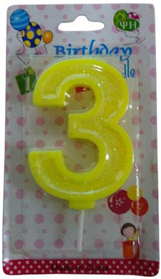 

Funcart Funcart YELLOW COLOR GLITTER NUMERICAL NUMBER THREE SHAPE CANDLE Candle(Yellow, Pack of 1)