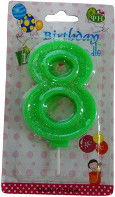 

Funcart Funcart GREEN COLOR GLITTER NUMERICAL NUMBER EIGHT SHAPE CANDLE Candle(Green, Pack of 1)
