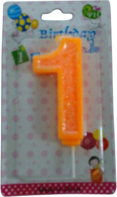 

Funcart Funcart ORANGE COLOR GLITTER NUMERICAL NUMBER ONE SHAPE CANDLE Candle(Orange, Pack of 1)