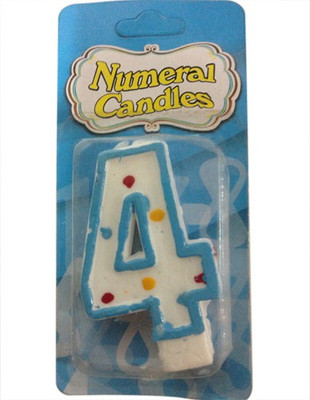 

Funcart Funcart Blue Color Numerical Number Four Dotted Candle Candle(Multicolor, Pack of 1)