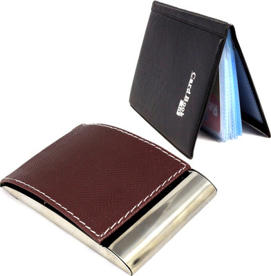 

Stealodeal |Combo of 2|Unisex Top Brown Leather Coated With Black Book 15 Card Holder(Set of 2, Brown, Black)