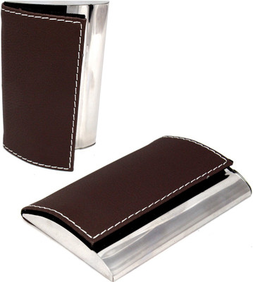 

Stealodeal Unisex Brown Leather 2pc Coated Steel 15 Card Holder(Set of 2, Brown)