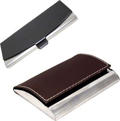

Stealodeal |Combo of 2|Unisex Brown Leather Coated With Black Steel 15 Card Holder(Set of 2, Brown, Black)