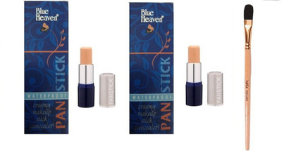 

Blue Heaven pan stick concealer( pack of 2) with pan cake brush(Set of 3)
