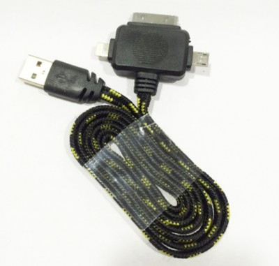 

CheckSums 11651 3 in 1 Flat Usb Cotton Cable Combo - Micro Usb (Android) + Iphone 4 USB + Iphone 5 USB Cable(Black)