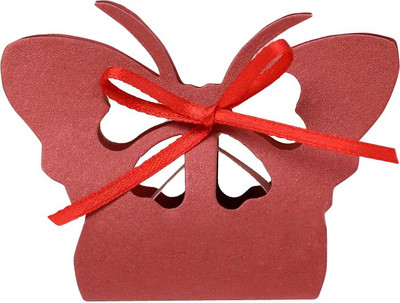 

Futaba Red Laser Cut Butterfly Gifts Candy Boxes - Pack of 12 - Brick Red - 109 g