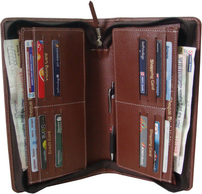 

SAW LEATHER GOODS Faux Leather Cheque Book Holder(Set Of 1, Brown)