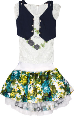 

Arshia Fashions Girls Party(Festive) Top Skirt(Multicolor, Blue;white