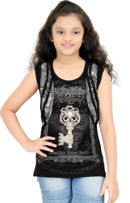 

N Twenty Girls Party Hosiery A-line Top(Black, Pack of 1