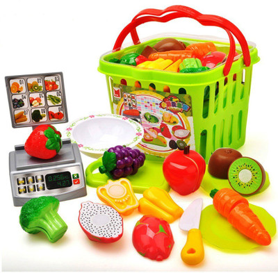 

Jaibros Plastic Kitchen Food Fruit Vegetable Basket Cutting learning toy Set