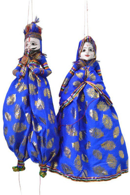 

Artlivo Artlivo POPART Blue Brocade Kathputli Puppet Set 20" Decorative Showpiece - 52 cm(Cotton, Wooden, Blue)