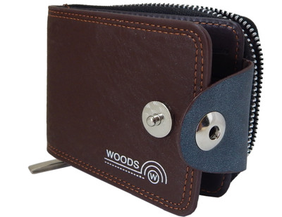 

Woods Men Khaki Genuine Leather, Fabric Wallet(11 Card Slots)