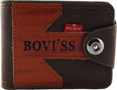 

Bovis Men Grey, Tan Genuine Leather, Fabric Wallet(12 Card Slots)