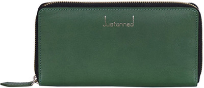 

Justanned Women Green Genuine Leather Wallet(8 Card Slots)