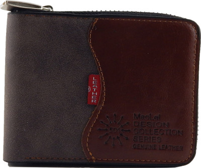 

MAOLEI Men Grey, Brown Genuine Leather, Fabric Wallet(4 Card Slots), Brown;grey
