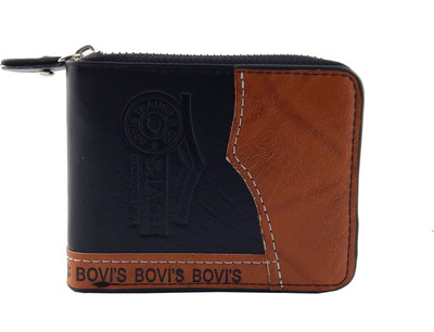 

Bovis Men Black, Tan Genuine Leather, Fabric Wallet(5 Card Slots)