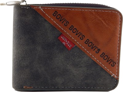 

Bovis Men Grey, Tan Genuine Leather, Fabric Wallet(5 Card Slots)