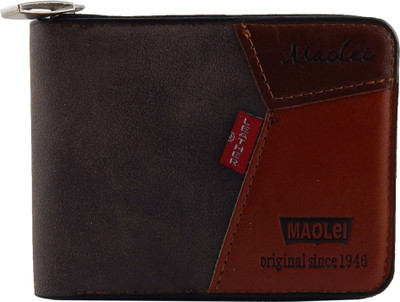 

MAOLEI Men Grey, Tan Genuine Leather, Fabric Wallet(4 Card Slots)