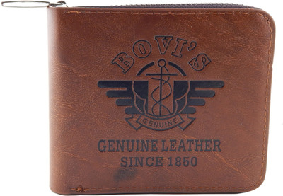 

Bovis Men Tan Genuine Leather, Fabric Wallet(5 Card Slots)