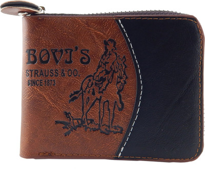 

Bovis Men Tan, Brown Genuine Leather, Fabric Wallet(5 Card Slots), Brown;tan