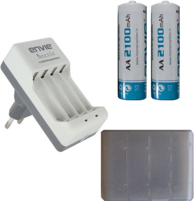 

ENVIE AA 2100 MA RECHARGEABLE (2 PCS.) + CASE (1 PC.) + ECR20 (1PC.) Camera Battery Charger(Green, White)