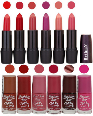 Rythmx Matte Lipstick and Gel Nail Polish Combo Pack of 12(Set of 12)