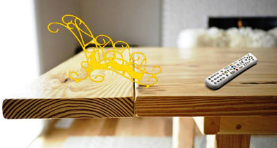 Onlineshoppee 3 Compartments Iron Remote Stands(Yellow)