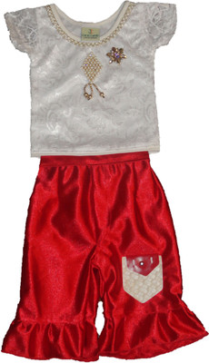 

Carat Candy & Co. Girls Festive & Party Kurta and Pallazo Set(Maroon Pack of 1, White