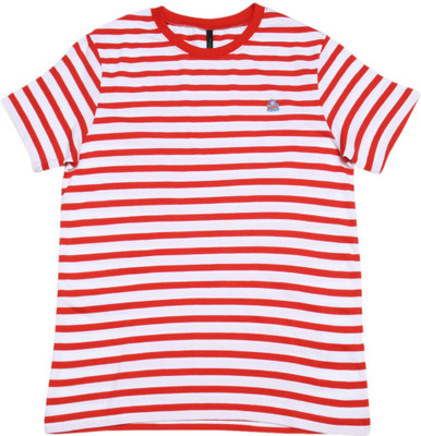 

United Colors of Benetton Boys Striped Cotton T Shirt(White, Pack of 1, 905