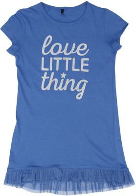

United Colors of Benetton Girls Printed Cotton T Shirt(Blue, Pack of 1